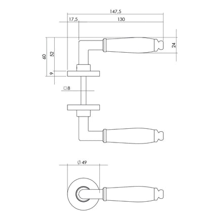 Intersteel Türgriff Courgette mit Rosette ø49x7mm verdeckt chrom