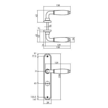 Intersteel Türgriff Courgette mit ovalem Schild 235x40x8mm WC63/8mm Chrom