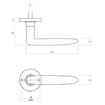 Intersteel Türgriff Sophie mit Rosette ø49x7mm verdeckt mattschwarz