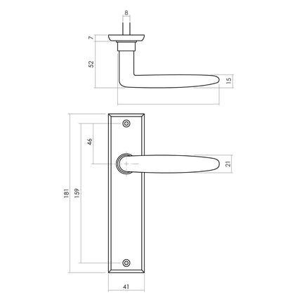 Intersteel Türgriff Sophie mit Schild 181x41x7mm blind matt schwarz