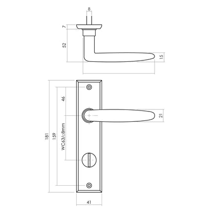 Intersteel Türgriff Sophie mit Schild 181x41x7mm WC63/8mm mattschwarz