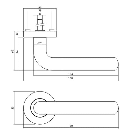 Intersteel Türgriff Agatha auf Rosette ø53x8mm mattschwarz