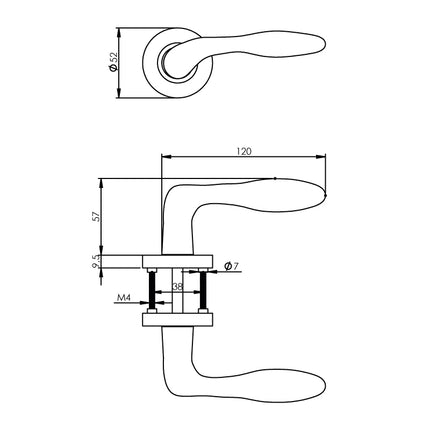 Intersteel Türgriff George auf Rosette ø52x10mm mattschwarz