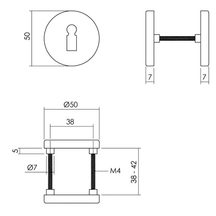 Intersteel Rosette Schlüsselloch ø50x7 mm Aluminium schwarz 