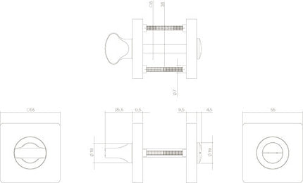 Intersteel Rosette WC-/Badschloss eckig mattschwarz