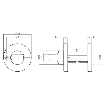 Intersteel Rosette WC-/Badschloss rund verdeckt Kunststoff mattschwarz