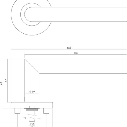 Intersteel Deurkruk Hoek 90° op rozet rvs geborsteld