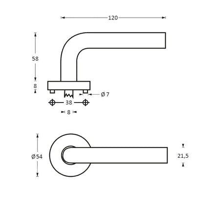 Intersteel Deurkruk Jupiter op rozet rvs geborsteld