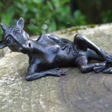 Bronzen beeld Liggende draak 8x8x18cm