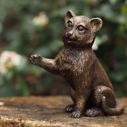 Bronzen beeld Zittende poes 11x7x12cm