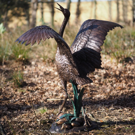 Bronzen beeld Reiger (fontein) 130x47x127cm