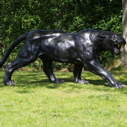 Bronzen beeld Sluipende Panter 65x40x190cm