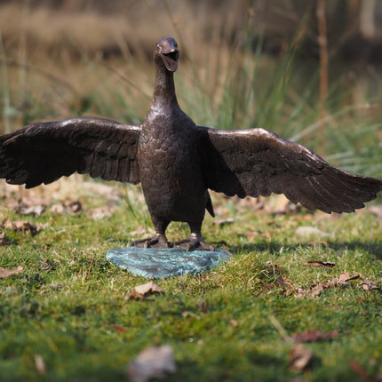 Bronzen beeld Flapperende eend 38x90x47cm