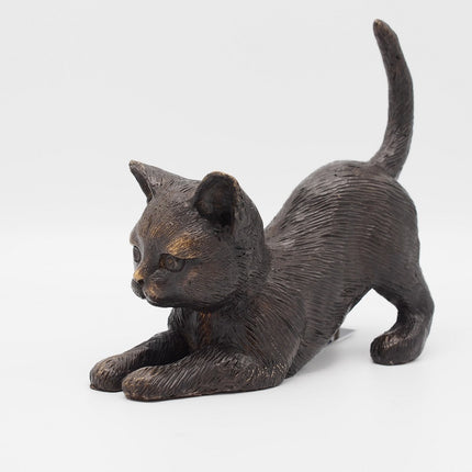 Bronzen beeld Liggende kat 16x7x18cm