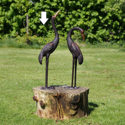 Bronzen beeld Kraanvogel naar beneden 61x14x20cm