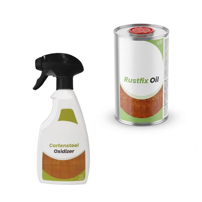 Cortenstaal Roestpakket: Roestversneller 0,5L + Roestfixeerder 1L