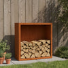 Cortenstalen houtopslag met achterwand 100x38,5x100 cm