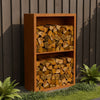 Cortenstalen houtopslag met 2 Vakken met achterwand 100x38,5x150 cm