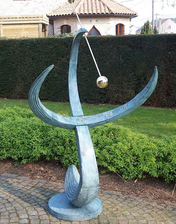 Bronzen Grote zonnewijzer  "wave" 180x120x65cm