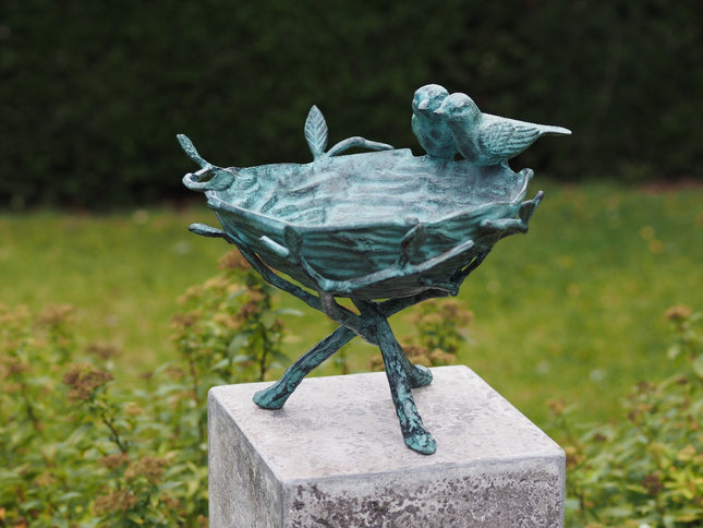 Bronzen beeld Vogelbad 29x31x37cm