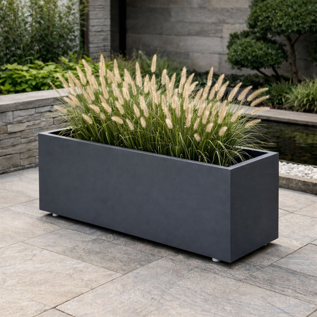 GARDRA Polyester plantenbak met wielen 100x40x40 cm - Zwartgrijs (RAL 7021)