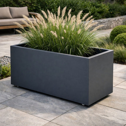 GARDRA Polyester plantenbak met wielen 100x50x50 cm - Zwartgrijs (RAL 7021)