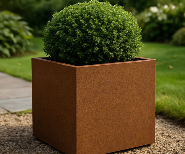 Geroba Quadra Pflanzgefäß aus Cortenstahl, quadratisch, 60 x 60 x 60 cm, 31  kg – Doika
