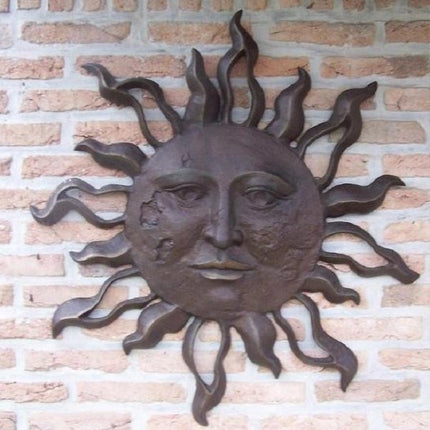 Bronzen beeld Grote zon muurdecoratie 75x5x75cm