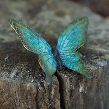 Bronzen beeld Groene vlinder hot patina 3x11x12cm