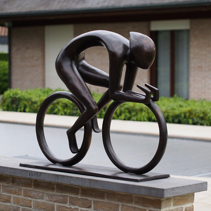 Bronzen beeld Fietser groot 84x28x100cm