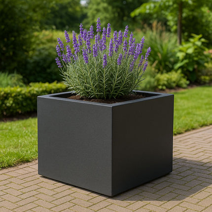 Polyester plantenbak 100x100x60 cm - Zwartgrijs (RAL 7021)