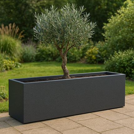 Polyester plantenbak 150x40x40 cm - Zwartgrijs