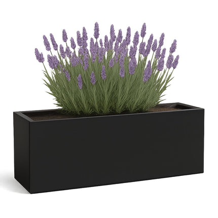 Polyester planter 120x40x50 cm - Jet black (RAL 9005)