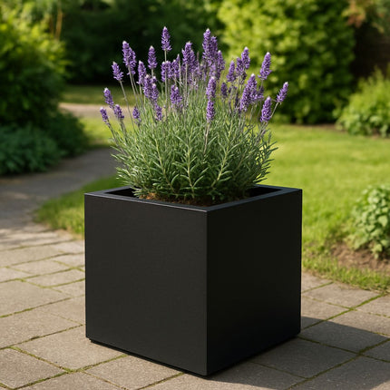 Polyester plantenbak 50x50x50 cm - Gitzwart (RAL 9005)