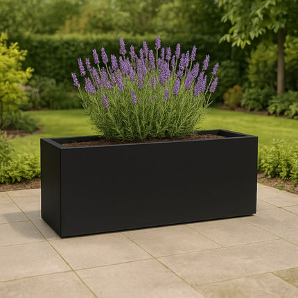 Polyester plantenbak 120x40x50 cm - Gitzwart (RAL 9005)