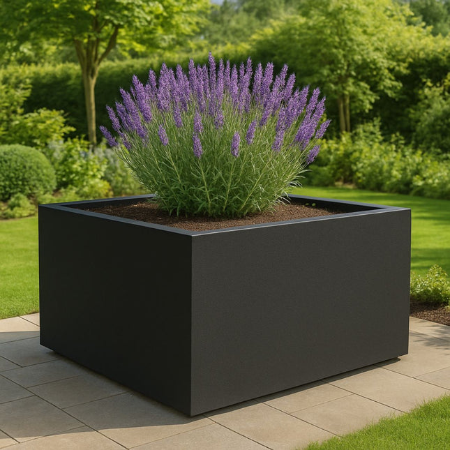 Polyester plantenbak 160x160x80 cm - Gitzwart (RAL 9005)