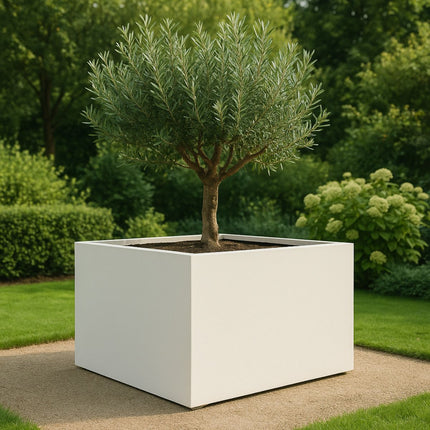 Polyester plantenbak 140x140x80 cm - Zuiver Wit (RAL 9010)