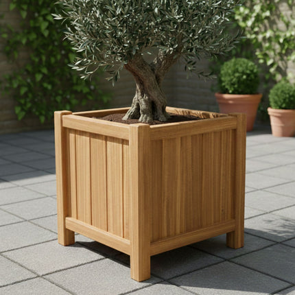 Vierkante Hardhouten plantenbak met poten 70x70x70 cm