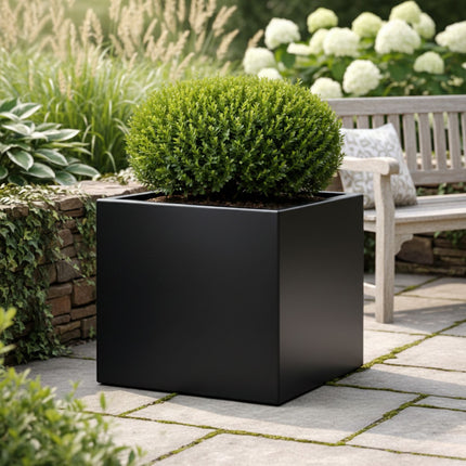 Vierkante aluminium plantenbak 40x40x40 cm - Gitzwart (RAL 9005)