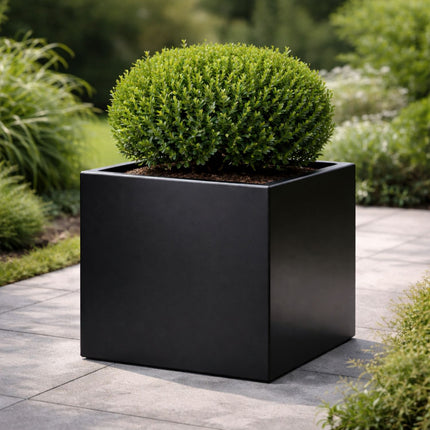 Vierkante aluminium plantenbak 40x40x40 cm - Gitzwart (RAL 9005)