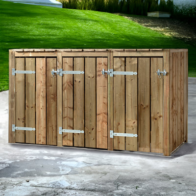 Mülltonnenbox aus Imprägniertes Holz 3x 240 Liter 205 × 88 × 119 cm