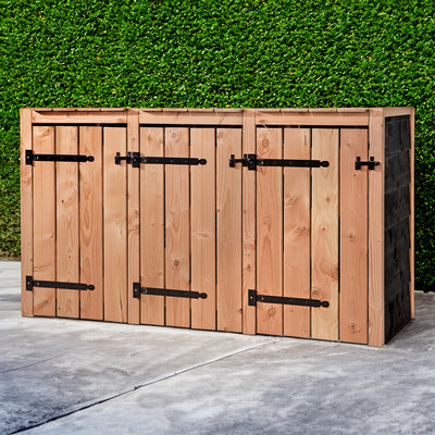 Douglasienholz-Mülltonnenbox Schwarz 3x 240 Liter 205 × 88 × 119 cm