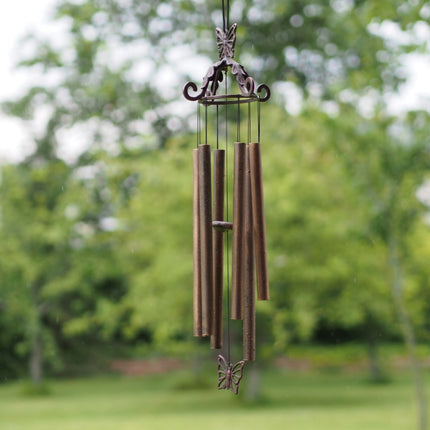 Bronzen Windgong 70 cm, met vlinder  60x17x17cm