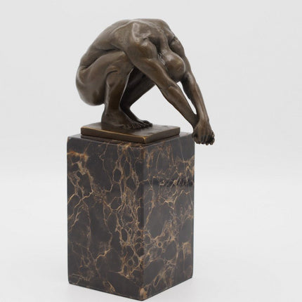Bronzen beeld Duiker op marmer sokkel 24x8x13cm - Doika - Bronzen beeld - Doika - 5410807912232 - AN1223BR-B