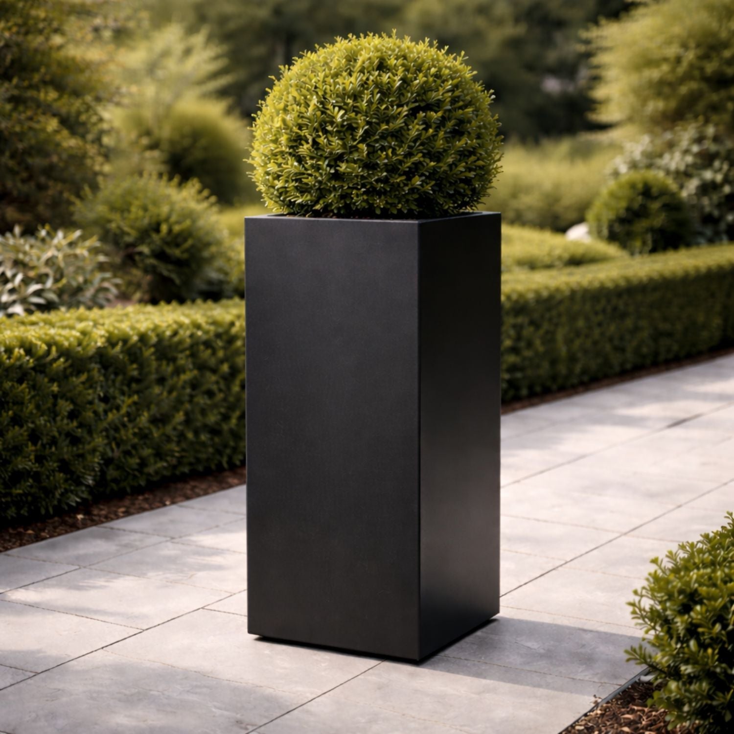 Aluminium-Pflanzkübel Hoch Tiefschwarz 50 × 50 × 100 cm RAL 9005