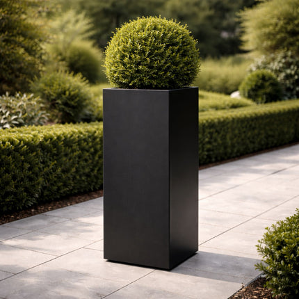 Hoge aluminium plantenbak 40x40x100 cm - Gitzwart (RAL 9005)