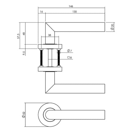 Intersteel Deurbeslag set toiletslot 63/8mm wit met deurkruk Bastian en WC - sluiting wit - Doika - Deurbeslag sets - Intersteel - 8714186634851 - 27,169,399