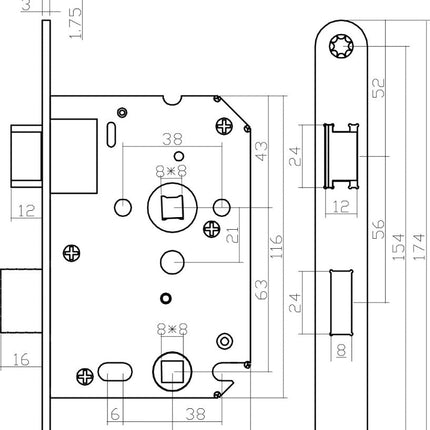 Intersteel Deurbeslag set toiletslot 63/8mm wit met deurkruk Jupiter en WC - sluiting rvs - Doika - Deurbeslag sets - Intersteel - 8714186634585 - 35,128,199