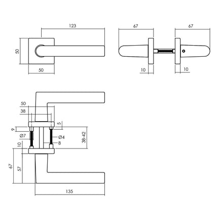 Intersteel Deurbeslag set toiletslot 63/8mm zwart met deurkruk Broome en WC - sluiting zwart - Doika - Deurbeslag sets - Intersteel - 8714186634660 - 23,005,899