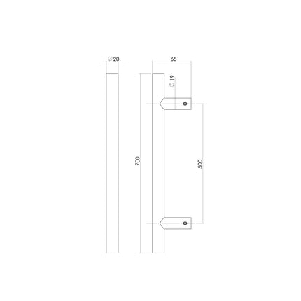 Intersteel Deurgreep 700 mm T - vorm rvs geborsteld 65 mm - Doika - Deurgrepen - Intersteel - 8714186334096 - 35,432,441